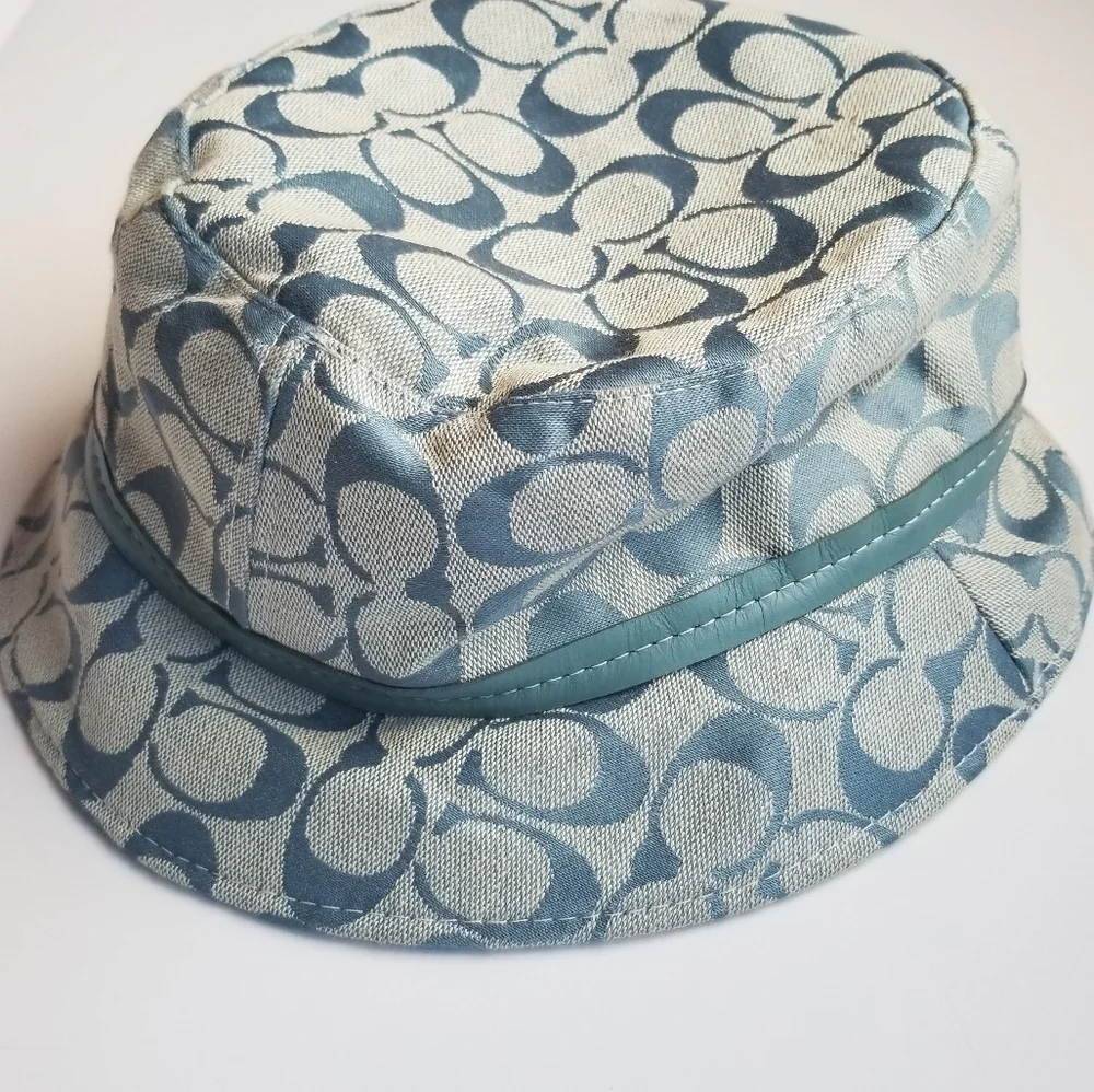 Coach Logo Blue Bucket Hat Canvas - Picture 2 of 4